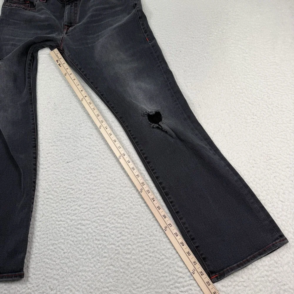 True Religion Jeans Men's 38 Black Ricky Relaxed Straight Distressed 38x33